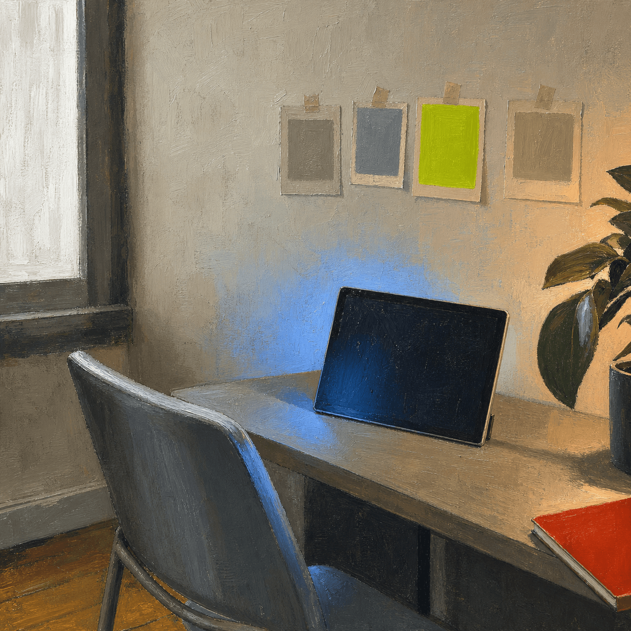 Acid Swatch Beside the Unanswered Screen by Mara Kline