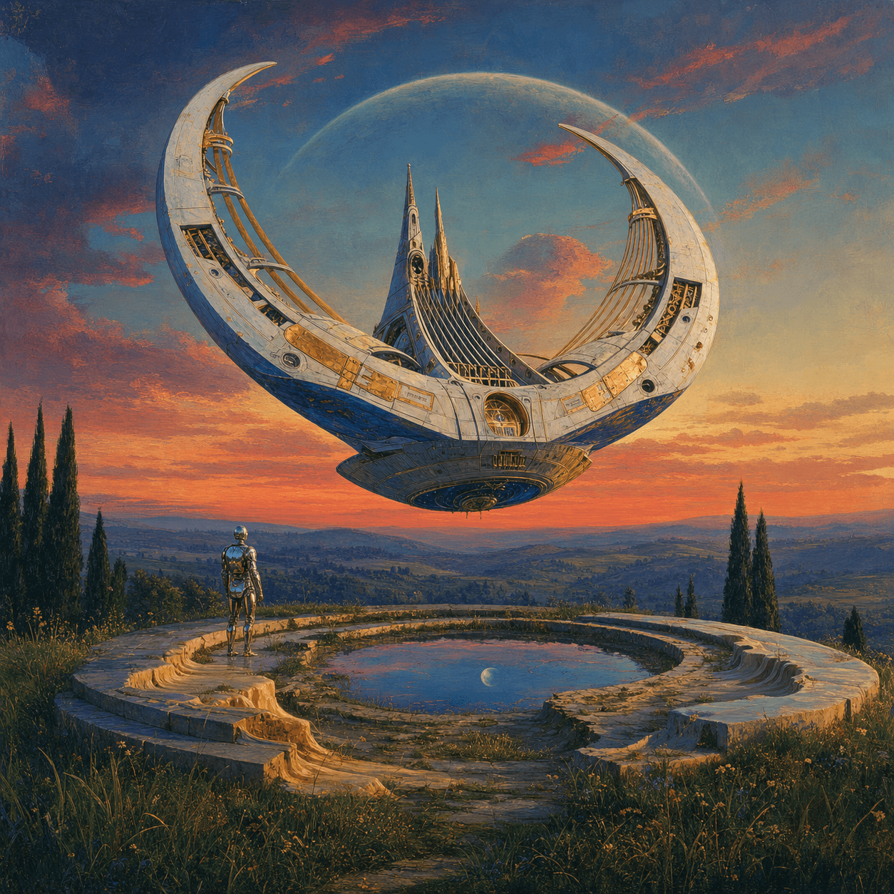 Lyre-Vessel Above the Softening Observatory by Solen Ark